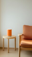 Poster - Minimalist Interior Design with Orange Accent Furniture