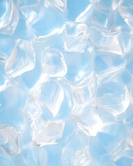 Aufkleber - Abstract Fluid Ice Textures in Icy Blue and White