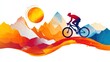 © PixelNexusArt - A vibrant illustration of a mountain biker riding through colorful landscapes under a bright sun, embodying adventure and nature.