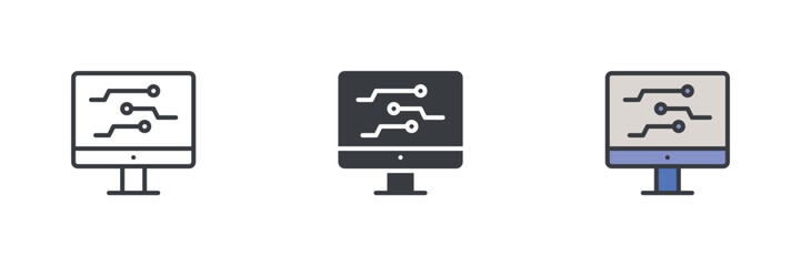 Fototapete - Computer screen with electronic circuit icon
