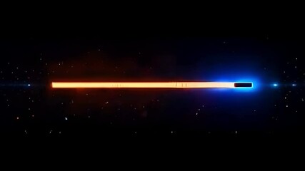 Loading Bar Filling with Bold Orange Light and Neon Blue Outlined Edges