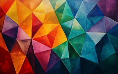 Poster - Abstract colorful geometric painting.