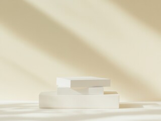 Aufkleber - Minimalist Stacked White Business Cards on Neutral Background with Soft Shadows