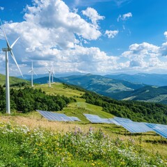 Poster - Renewable energy collaboration initiatives scenic landscape nature photography sustainable environment aerial view community development