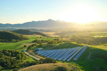 Poster - Solar energy initiative renewable community aerial view green landscape sustainable development practices