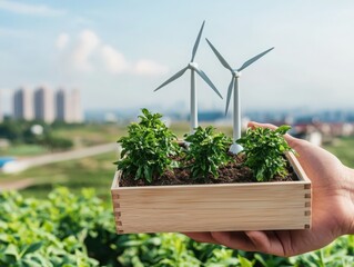 Poster - Innovative renewable energy research urban landscape photography natural environment aerial view sustainability concept