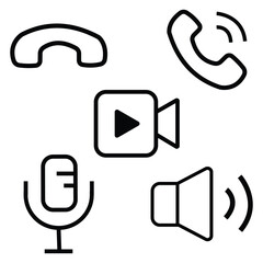 Poster - Contact icons set vector illustration.  Phone, sound, microphone, camera, call symbols, web, app icons.