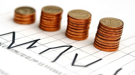 Poster - Coin Stacks on Fluctuating Market Graph