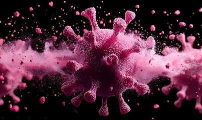 Poster - Virus Dormancy, A digital artwork illustrating a virus transitioning into an inactive state, showcasing intricate details and vibrant colors.