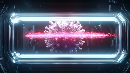 Poster - Vibrant depiction of a virus replicating, intricate details showcasing molecular structures, dynamic colors illustrating biological processes.