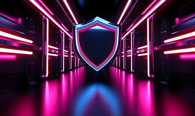Poster - Cybersecurity Shield Over Power Grid, A robust digital shield safeguarding a power grid from cyber threats, symbolizing protection and resilience.