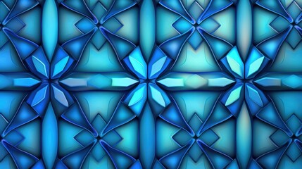 Wall Mural - Stunning Azure Geometric Pattern: Intricate 3D Floral Design with Shiny Blue Hues and Subtle Gradient Effects