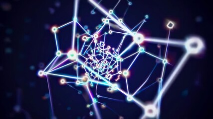 Poster - futuristic digital network connections in motion