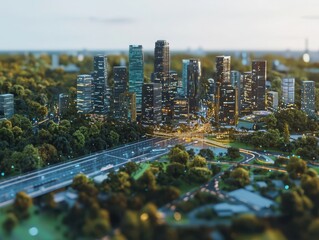 Poster - Innovative smart city transportation initiative urban landscape digital content modern environment aerial view future mobility solutions