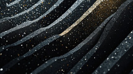 Sticker - Abstract Glittering Wave Background with Dark and Metallic Tones