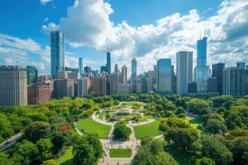 Poster - Urban landscape transformation chicago city planning strategies green spaces modern architecture aerial view smart city development