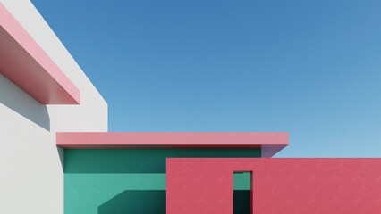 Leinwandbilder - 3d illustration of abstract minimal architecture background, geometric architectural design, 3d rendering