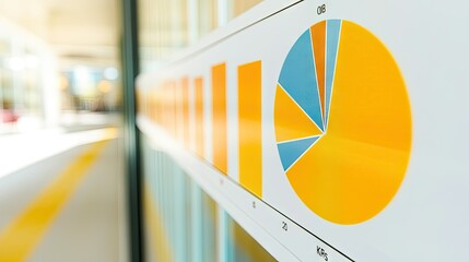 Poster - Colorful data chart displayed on glass wall in modern office