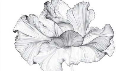 Poster - Elegant vector line art of a blooming rose, its details captured in continuous black strokes on white.