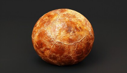 A close-up of a 3D rendered planet with a rocky surface.