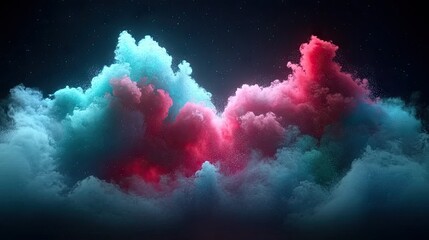 Wall Mural - cosmic dreamscape: glowing pink and teal clouds in a starry night