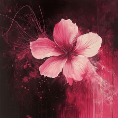 Poster - Pink Hibiscus: Abstract Floral Painting