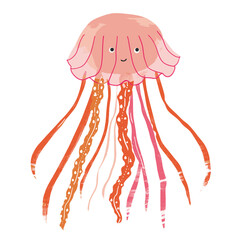 Wall Mural - Cute jellyfish animal illustration vector