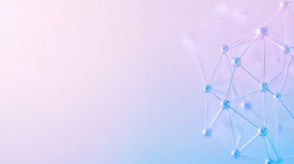 Poster - Pastel Geometric Blockchain Network Serene Digital Abstract in Soft Hues