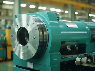 Poster - Factory teal industrial machine close-up