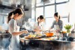 © Newstep - Three women in a bright kitchen preparing fresh ingredients, creating delicious meals with joy and collaboration.