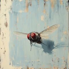 Wall Mural - close-up of a fly: a detailed painting