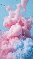 Wall Mural - Abstract Pink and Blue Foam Bubbles in Water