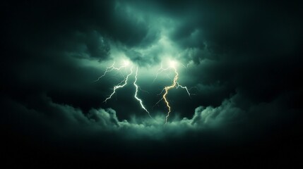 Fototapete - Breathtaking Electric Storm   Jagged Bolts of Brilliant White Lightning Branching Across a Moody Foreboding Stormy Sky with Dramatic Chiaroscuro Lighting and Cinematic 35mm Film Style Visual Impact
