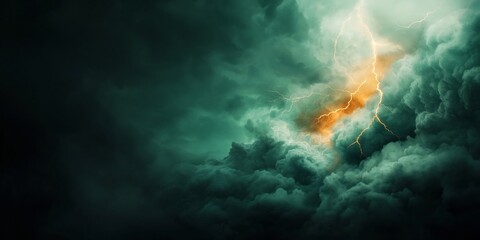 Fototapete - Dramatic and cinematic image of an electrifying thunderstorm with jagged bolts of lightning illuminating the ominous cumulonimbus clouds
