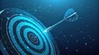 © Robiul - A depicting a target with arrows hitting the bullseye, surrounded by a network of glowing lines and dots on dark blue background, suggesting the concept of precision and decision making