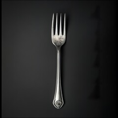 Wall Mural - Vintage Silver Fork on Dark Background: Still Life Photography