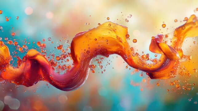 Dynamic Liquid Flow with Vibrant Orange and Red Hues