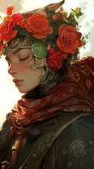 Canvas Print - Serene Fantasy Woman with Rose Crown