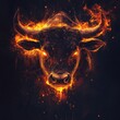 © Olena - Fierce Bull Head Ignited by Flames: A Bold Design with Glowing Accents