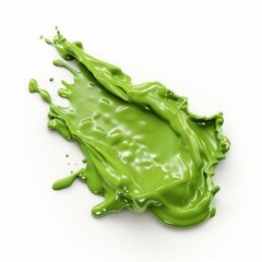 Poster - Green liquid splashing and forming a blob on white background