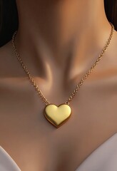 Wall Mural - Gold Heart Pendant Necklace Mockup