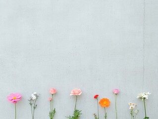 Poster - Minimalist Spring Floral Arrangement Against Concrete Wall