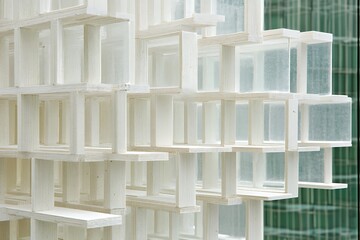 Poster - White model, city backdrop, architectural design