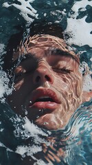 Canvas Print - Submerged Man: Underwater Portrait Photography