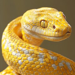 Poster - Golden Python: Close-up of a Yellow Snake