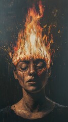 Canvas Print - Burning Passion: A Portrait of Intense Emotion