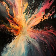 Canvas Print - Cosmic Bloom: An Abstract Expression of Vibrant Energy