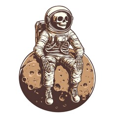 Canvas Print - Astronaut Skeleton on Moon, Space, Artistic