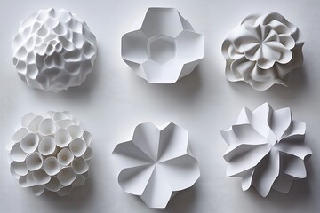 Poster - White paper sculptures, studio, textured background, design