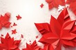 © nsit0108 - Red origami leaves and flowers creating a beautiful floral pattern over a white polygonal background, perfect for nature themed designs